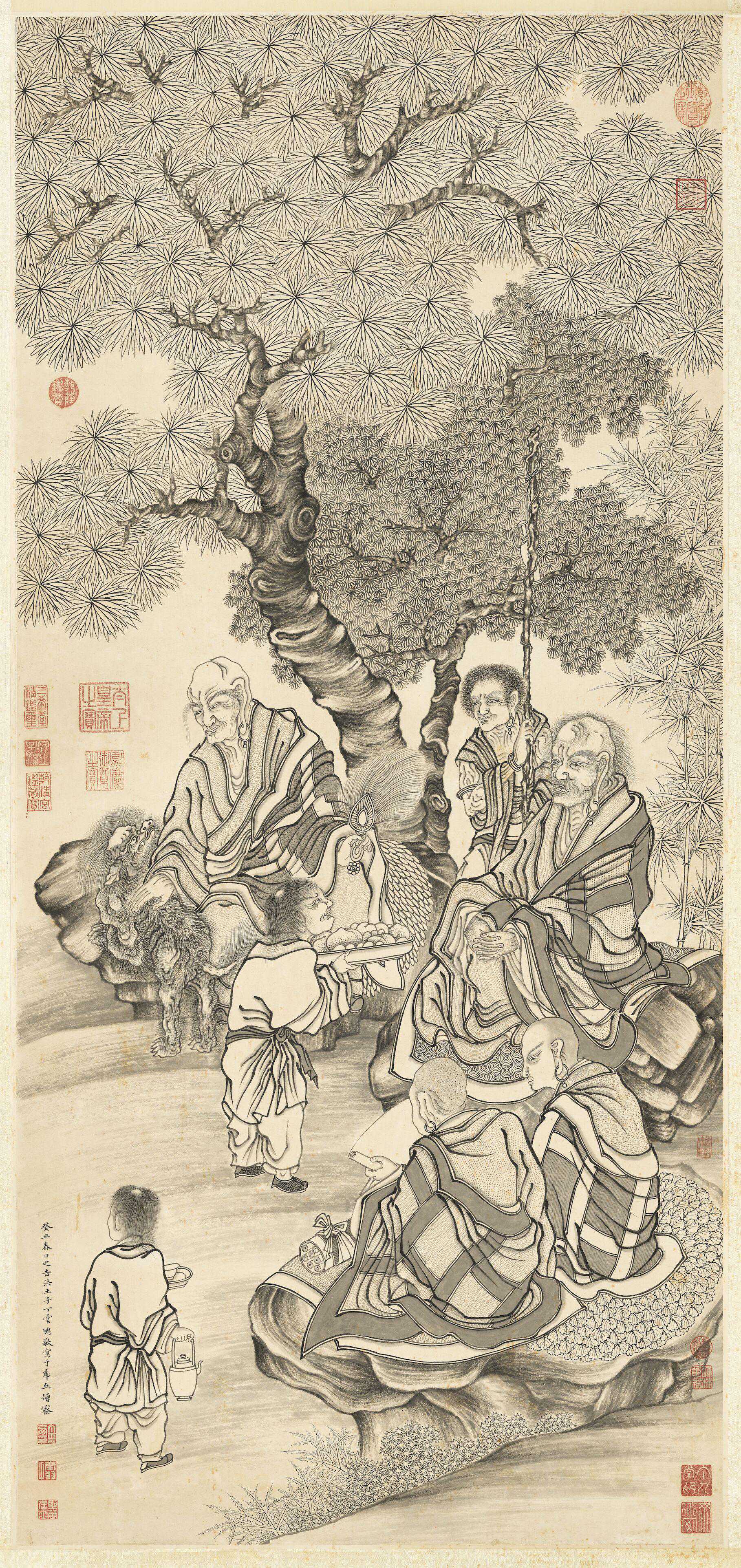 明 丁云鹏 《应真像四轴》
